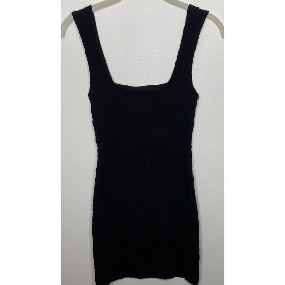 Free People textured Tank Mini Dress ruched crinkle bodycon Black XS Homecoming - Picture 2 of 4